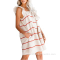 Knee-Length Summer Square Collar Ruffle Shoulder Dress